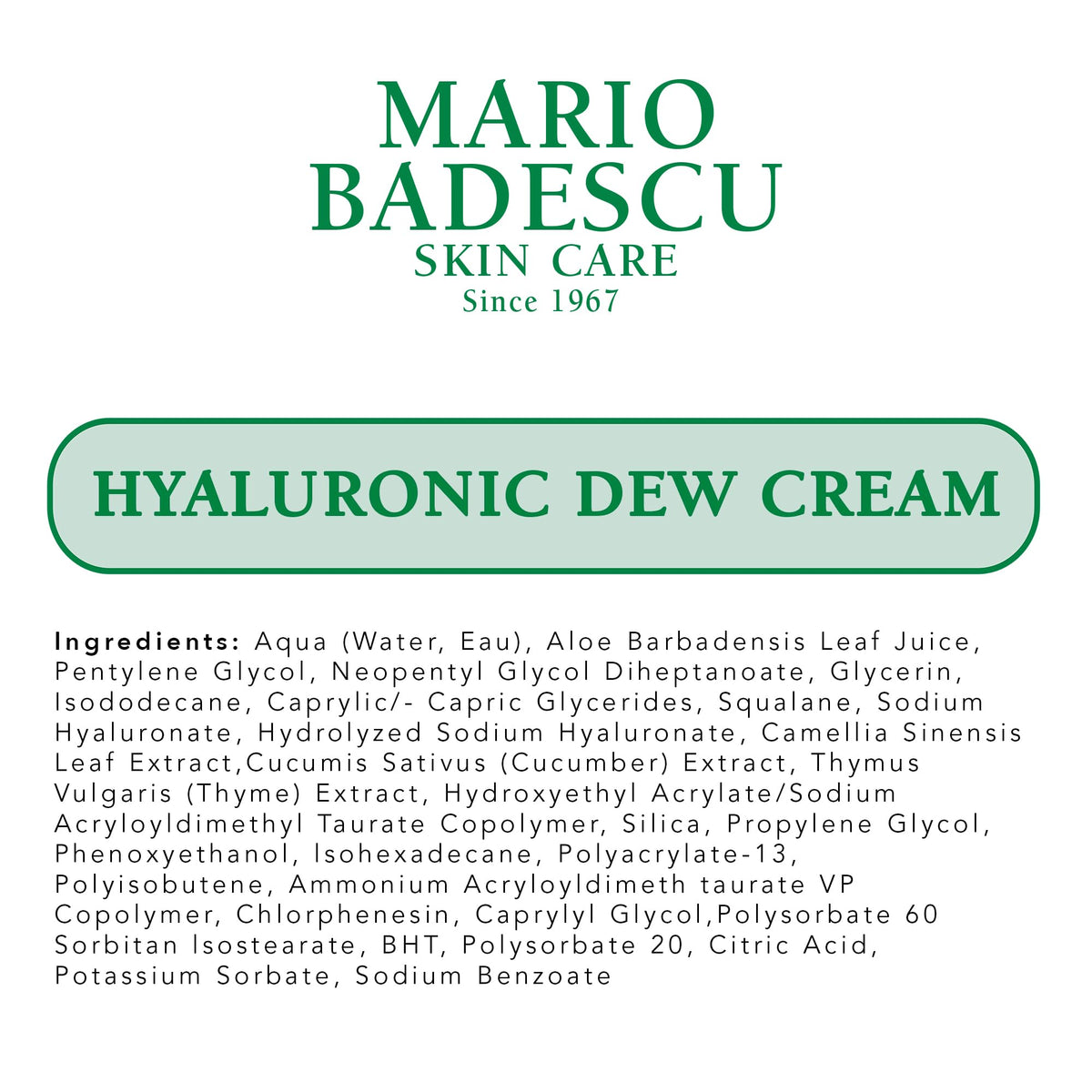 Mario Badescu label close-up highlighting oil-free formula and clean ingredients