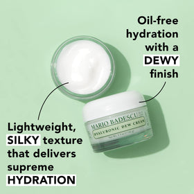 Mario Badescu applying gel-cream to fingertip demonstrating easy absorption benefit