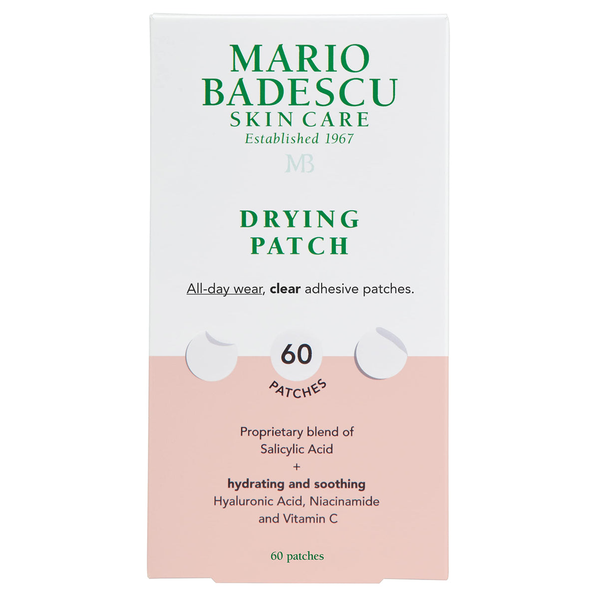 Mario Badescu front packaging showing clear drying patches and product benefits