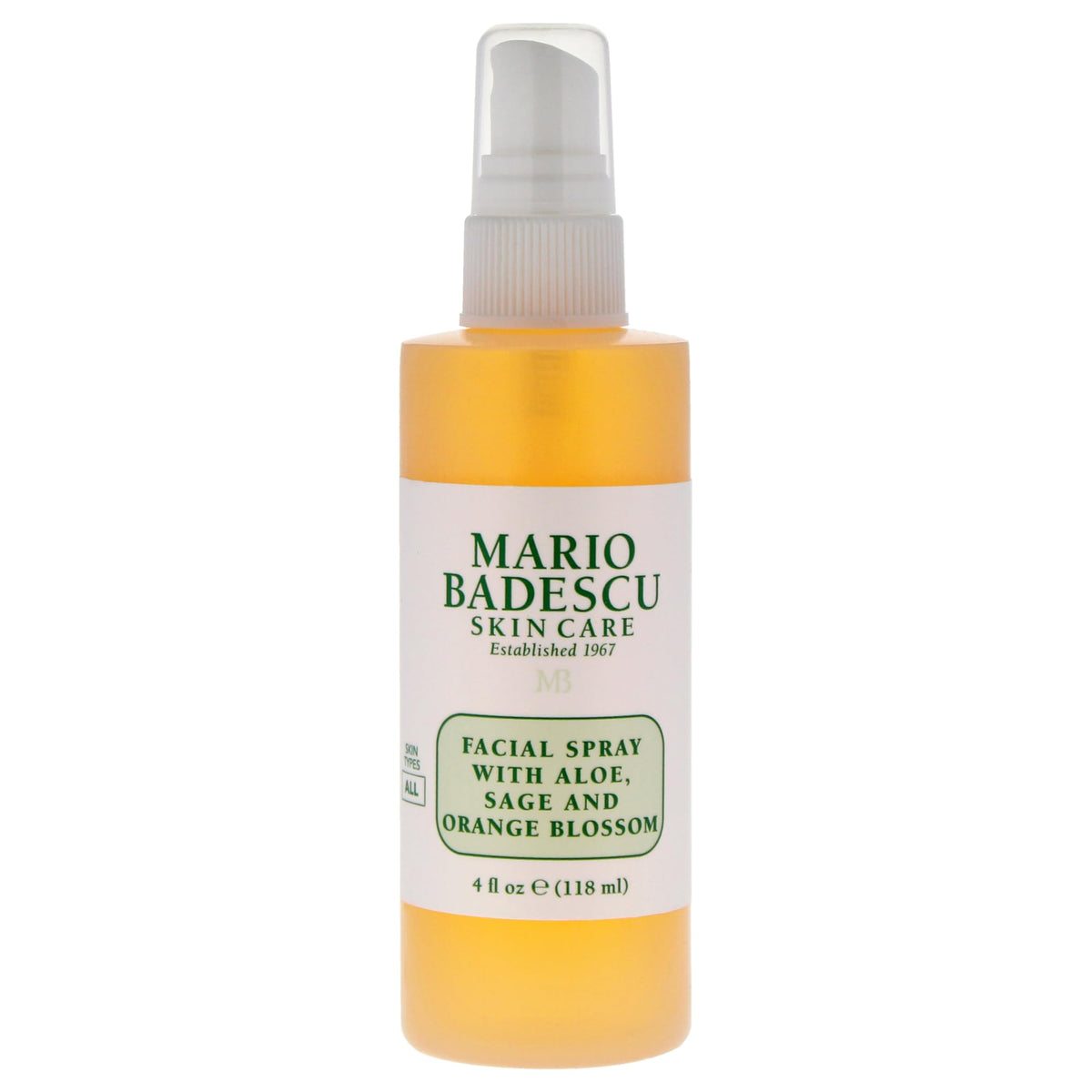 Mario Badescu front packaging of facial spray showing product and branding, refreshing hydration