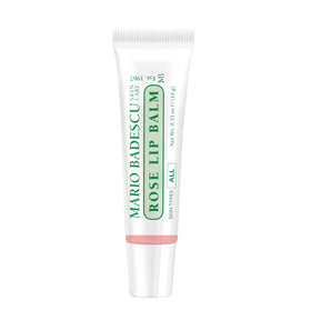 Mario Badescu front tube of rose lip balm showing packaging and instant hydration