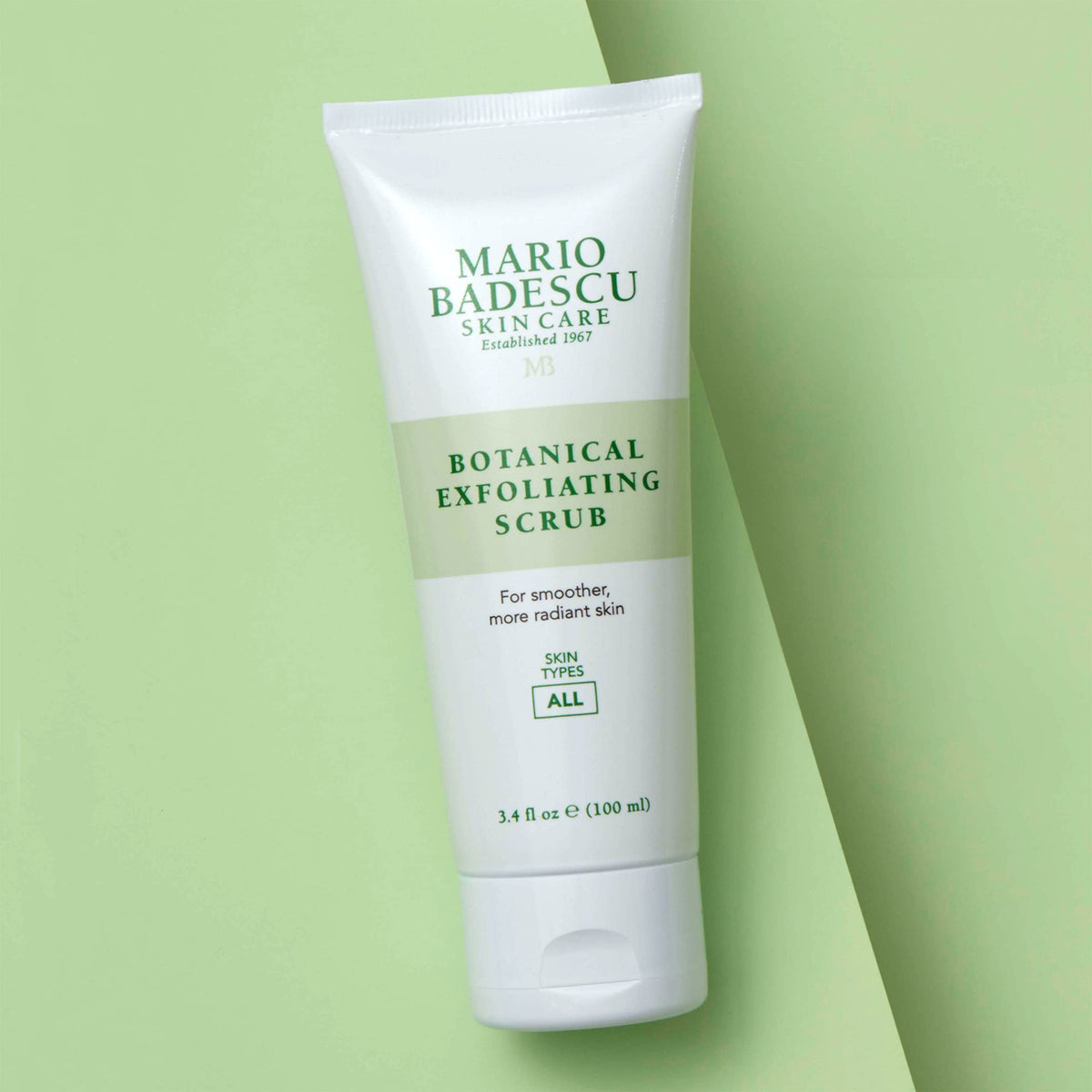 Mario Badescu gel on fingers showing fine particles that buff without over-irritation