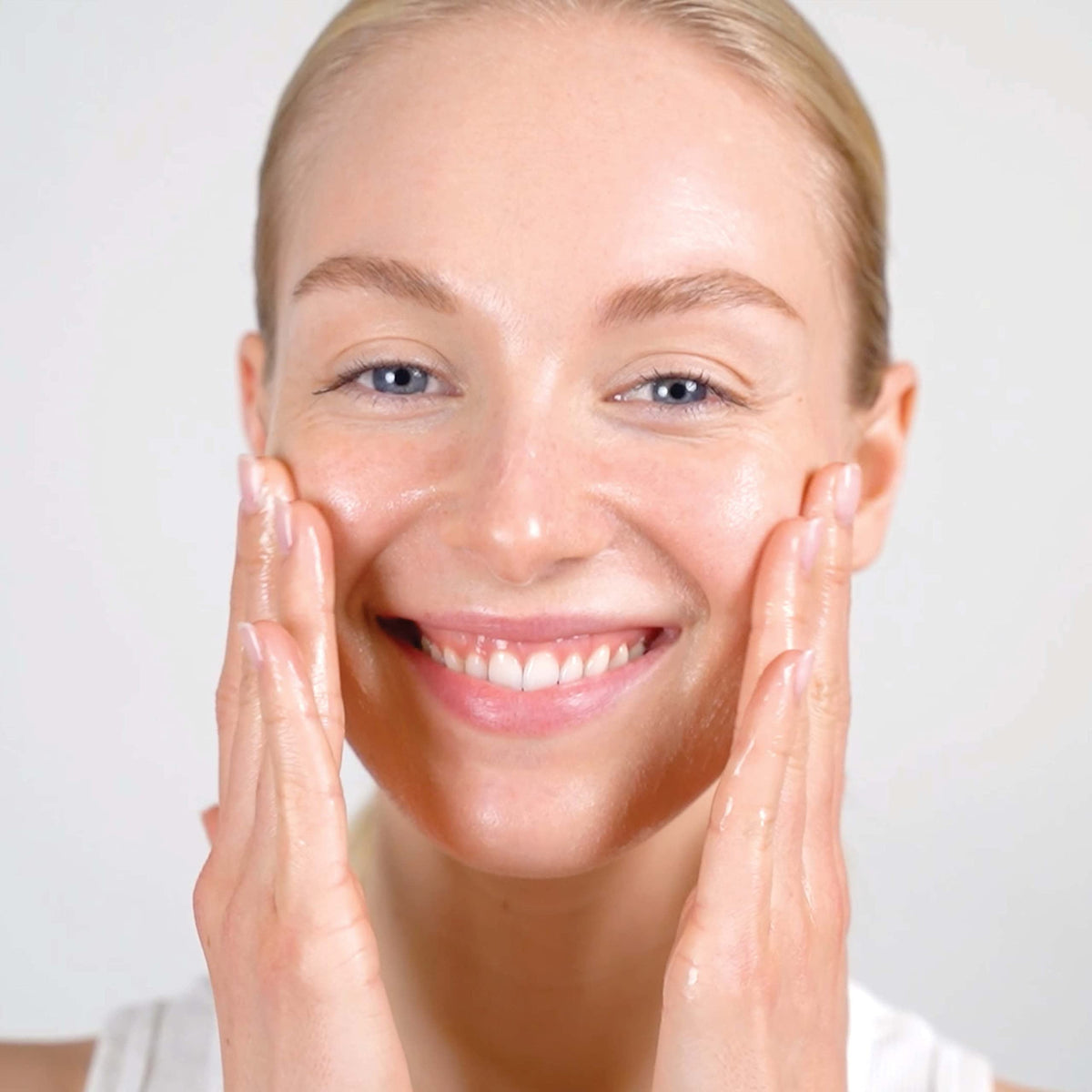 Mario Badescu gel texture on hand illustrating lightweight smoothing benefit