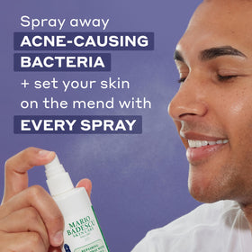 Mario Badescu close-up spray nozzle delivering fine mist for instant hydration