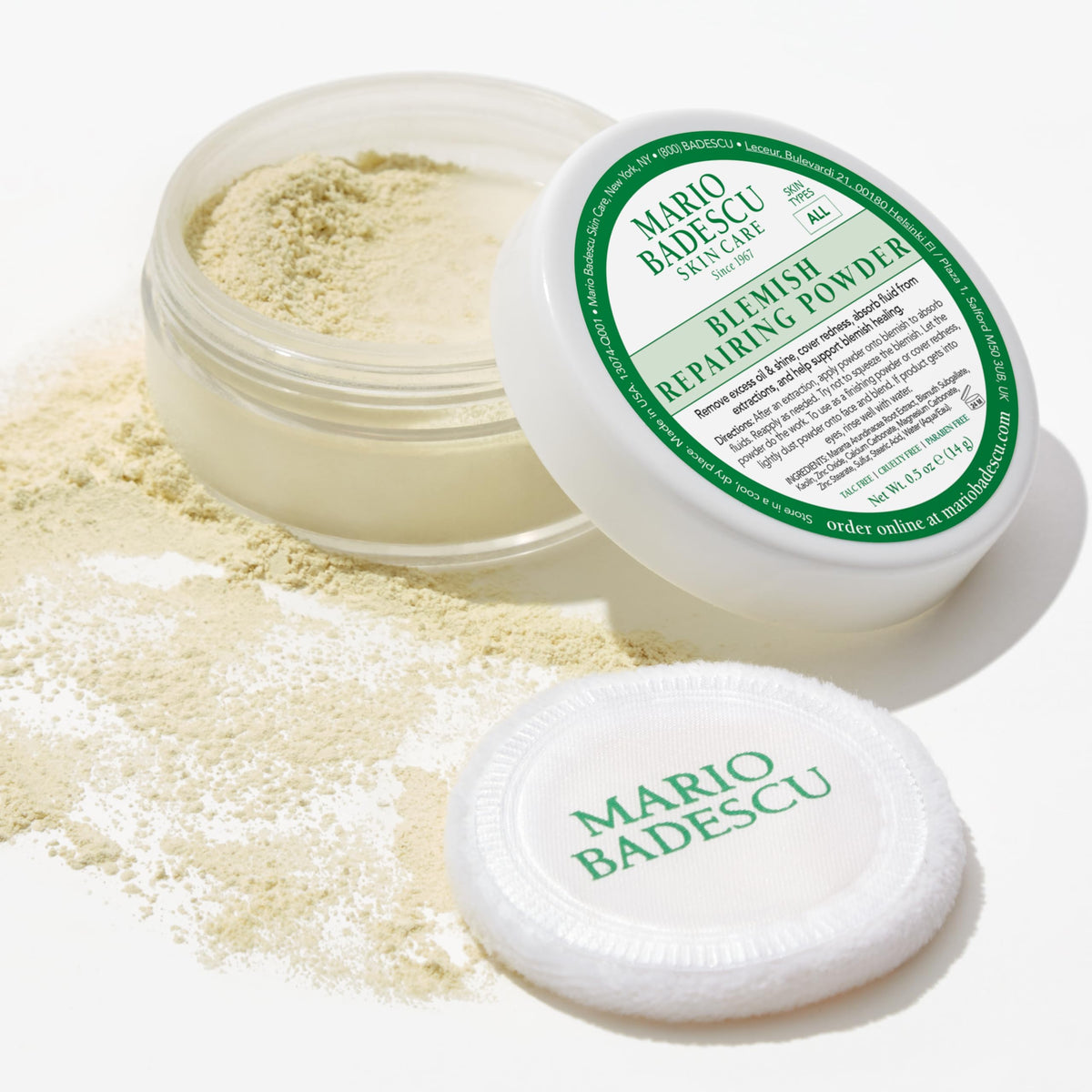 Mario Badescu jar beside small brush applicator for precise spot use