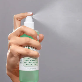 Mario Badescu bottles in a tote bag lifestyle shot for on-the-go refreshment benefit