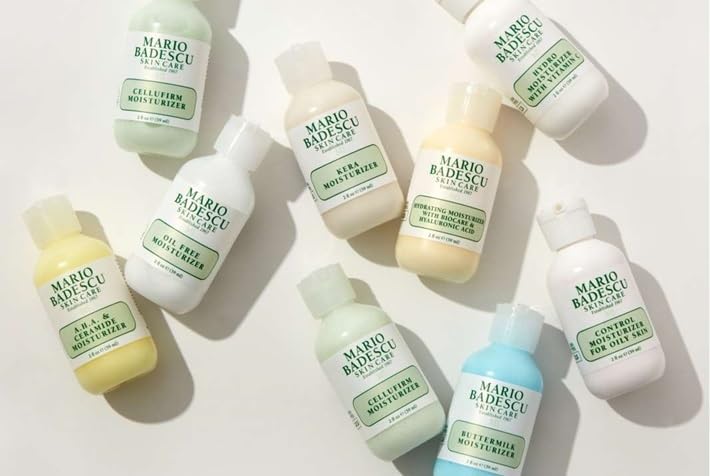 Mario Badescu jar on bathroom counter in morning routine setting, suggesting daily use under makeup or sunscreen