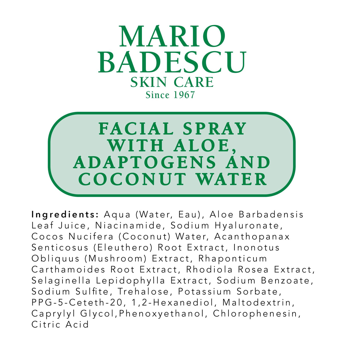 Mario Badescu chilled bottle on bath tray for cooling refreshing boost