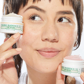Mario Badescu lip mask staged in bedroom promoting restful beauty sleep