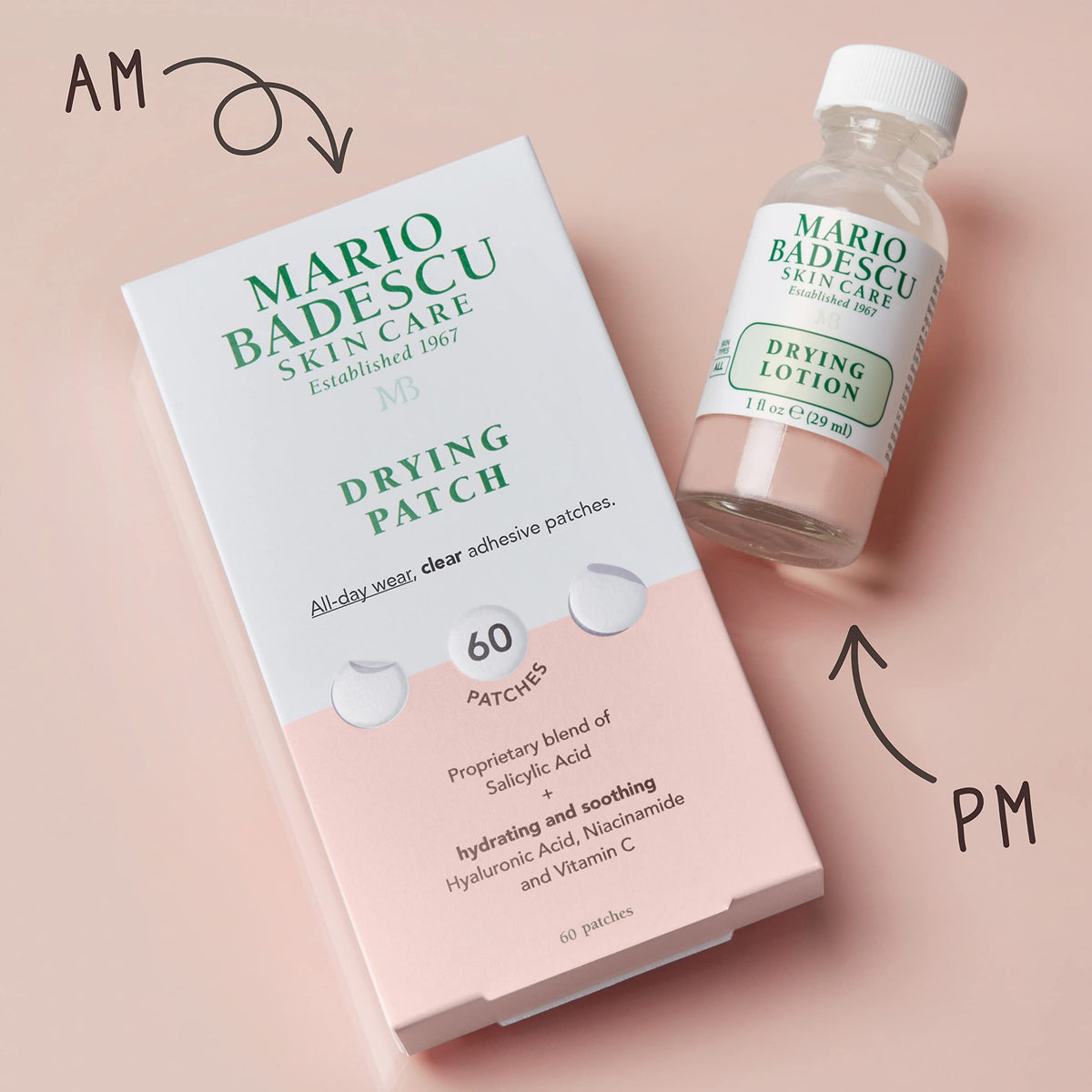 Mario Badescu on bathroom shelf at night illustrating easy addition to nighttime routine