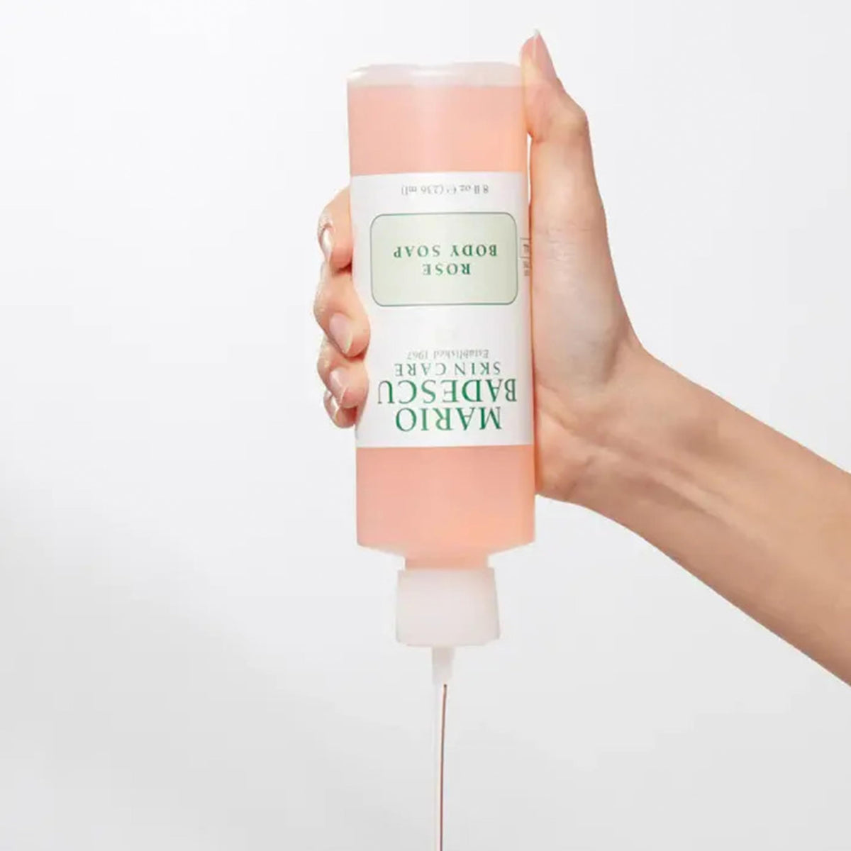 Mario Badescu body wash being used in shower, demonstrates daily cleansing and comfort