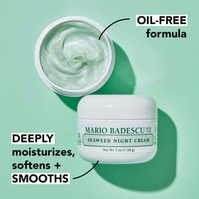 Mario Badescu open jar top view revealing creamy, smooth night cream
