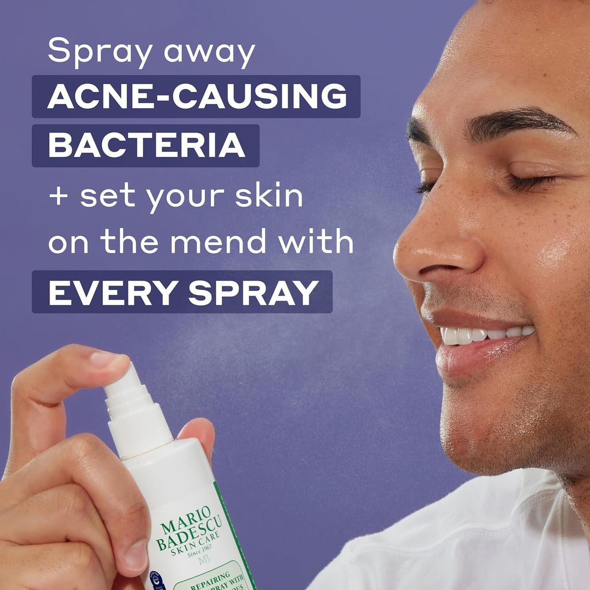 Mario Badescu spray nozzle close-up showing easy fine mist application