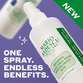 Mario Badescu droplets on skin demonstrating lightweight texture and calming effect