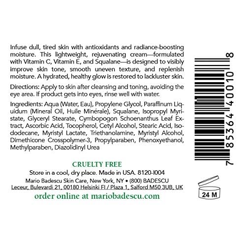 Mario Badescu close-up texture of moisturizer cream swirl, demonstrates non-greasy fast-absorbing feel