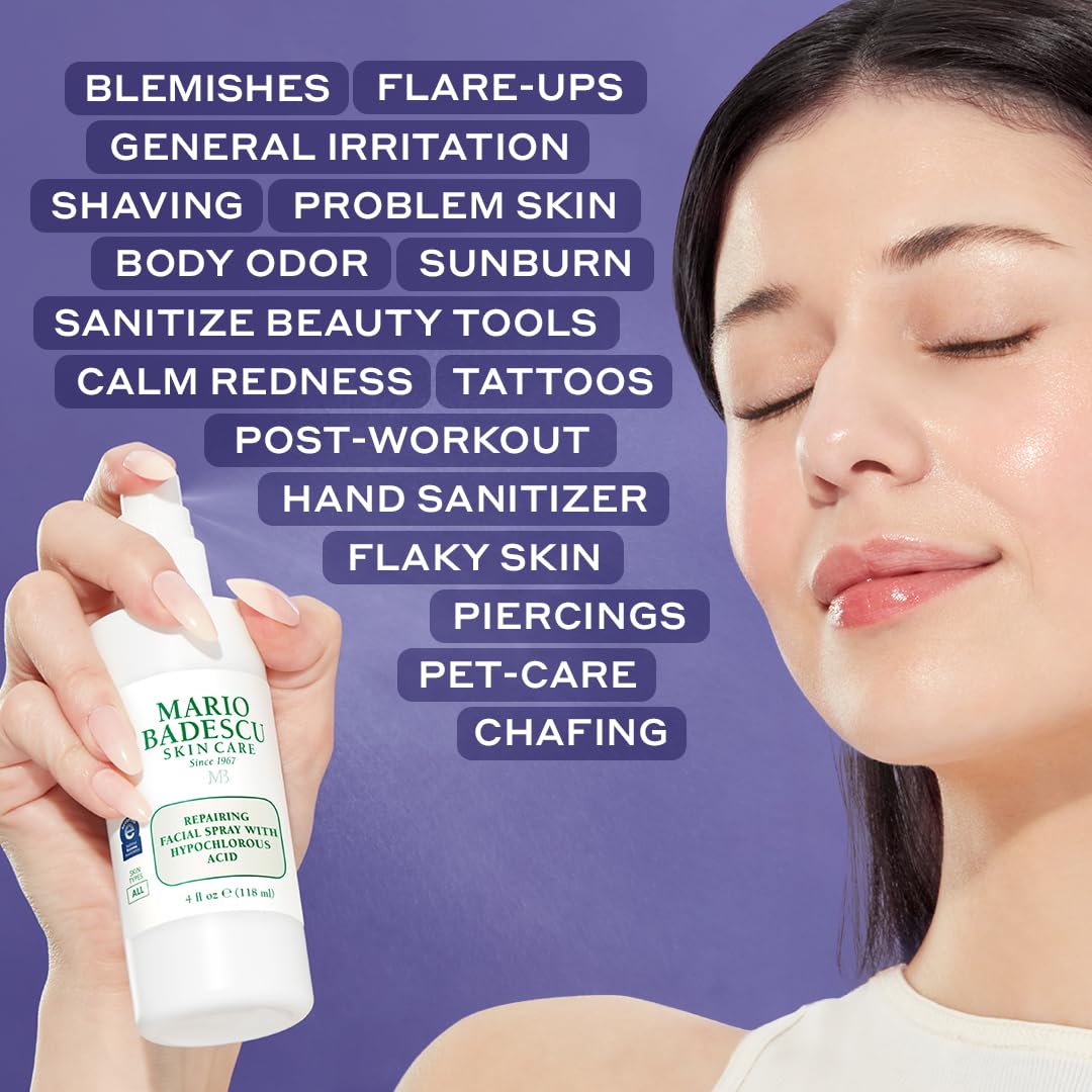 Mario Badescu bottle in gym bag illustrating portability and on-the-go relief
