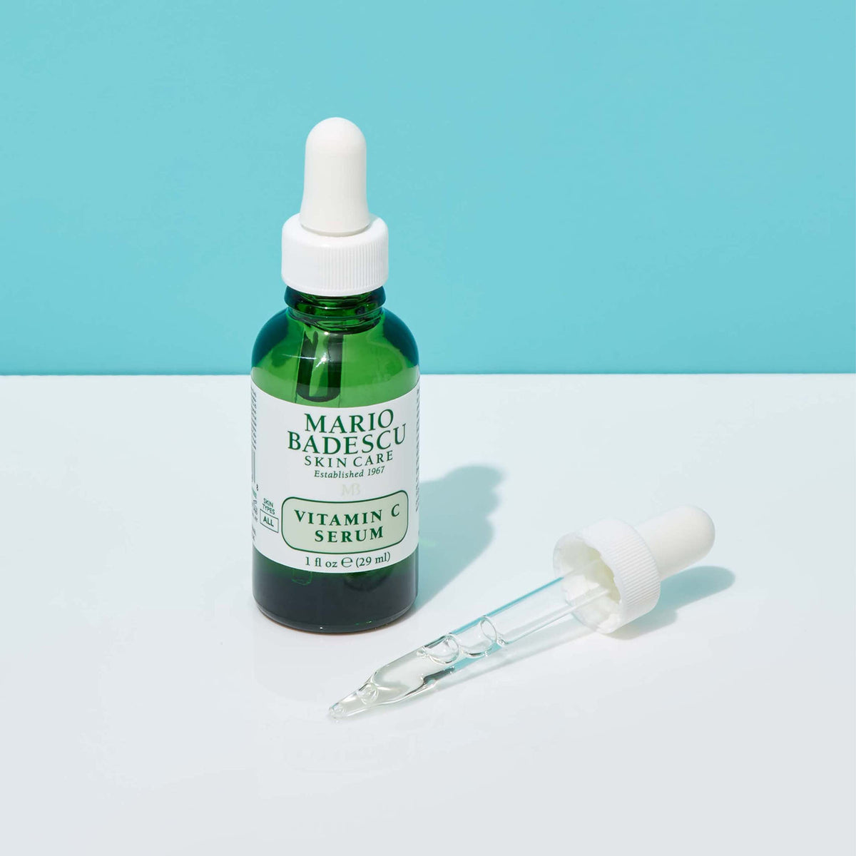 Mario Badescu bottle on bathroom vanity suggesting everyday skincare use
