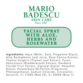 Mario Badescu mist over rose garden setting, floral scent enhances refreshing experience