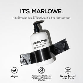 MARLOWE. aloe and amino acids ingredients pictured for soothing hydration