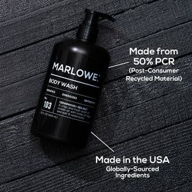 MARLOWE. bottle inside a gym locker scene emphasizing post-workout refresh benefit