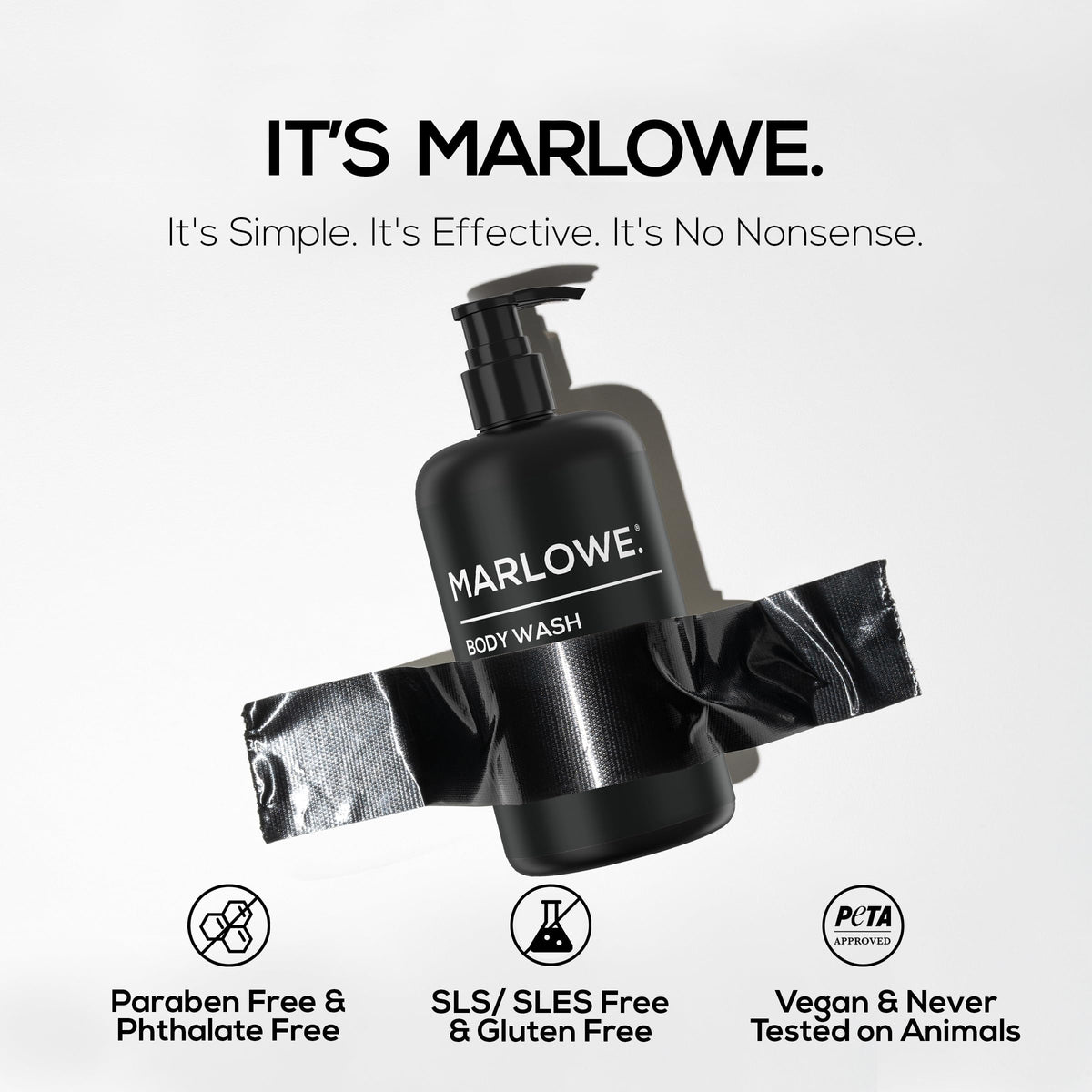 Natural cedarwood and sea salt visual elements highlighting MARLOWE. fresh zesty scent