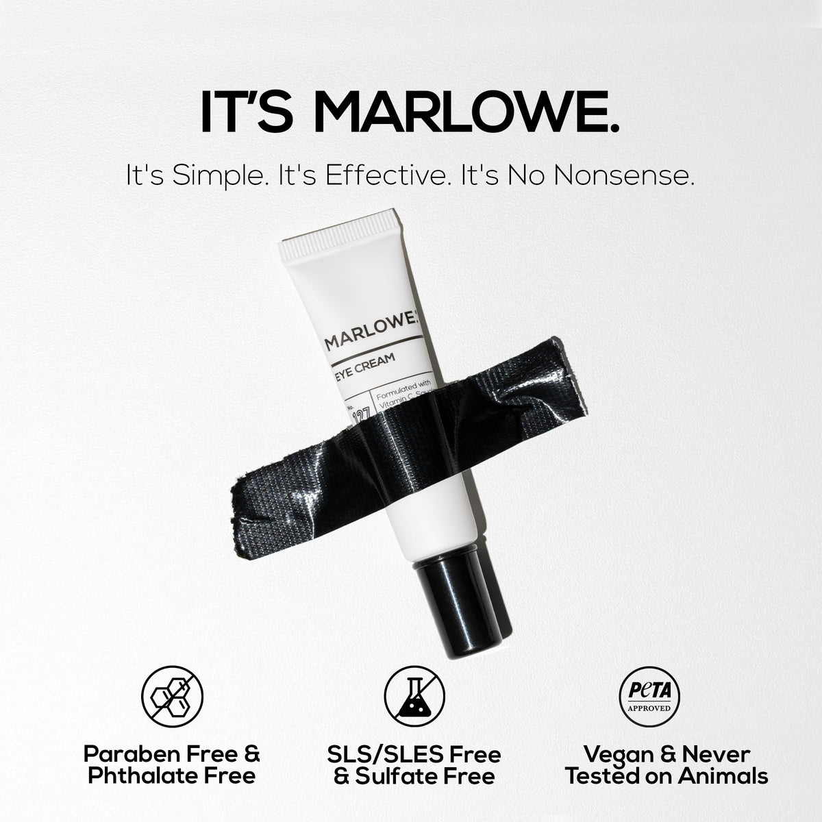 MARLOWE. application demo tapping a pea-sized amount offering targeted under-eye care