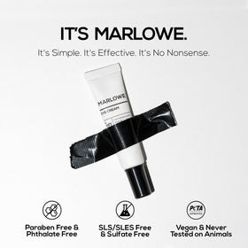 MARLOWE. application demo tapping a pea-sized amount offering targeted under-eye care