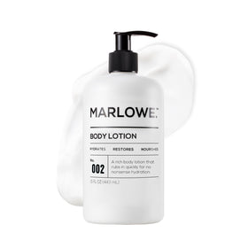 MARLOWE. front pump bottle showing label and pump for easy use