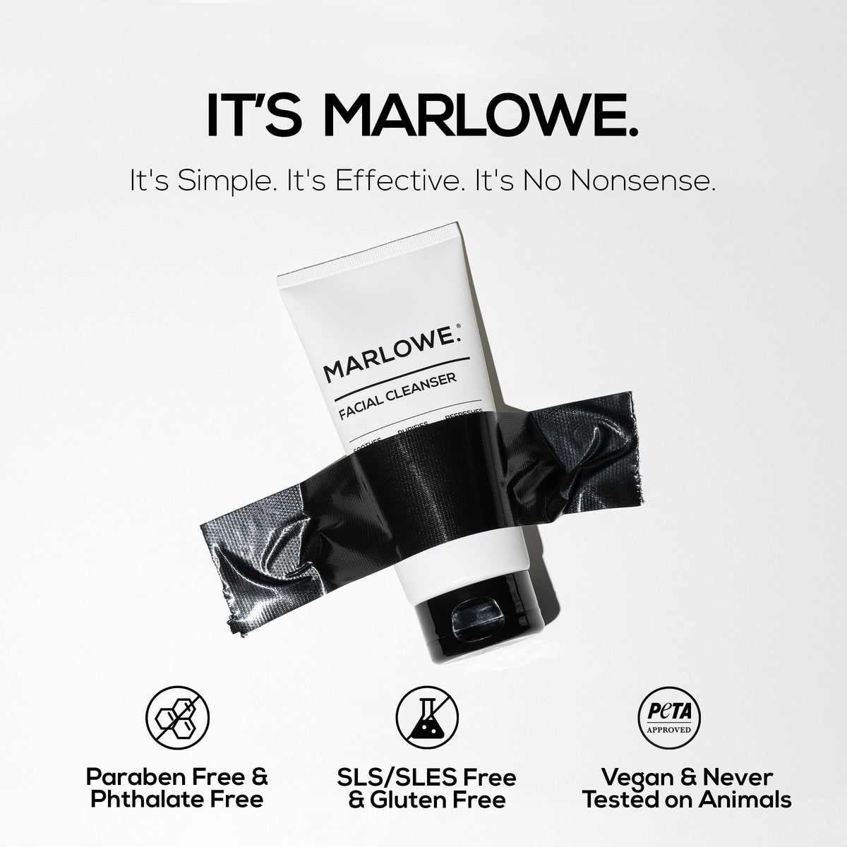 MARLOWE. ingredients label close shot listing botanical extracts