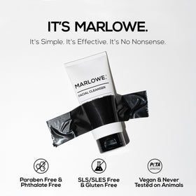 MARLOWE. ingredients label close shot listing botanical extracts