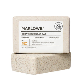MARLOWE. No. 102 front packaging showing bar and scent, communicates premium scent