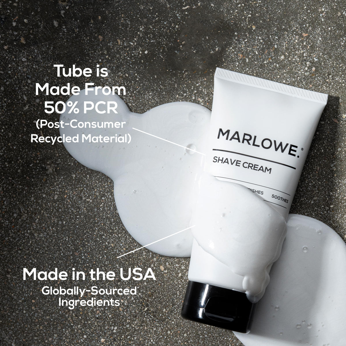 MARLOWE. shave cream applied on damp skin while shaving, promoting smoother glide