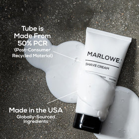 MARLOWE. shave cream applied on damp skin while shaving, promoting smoother glide
