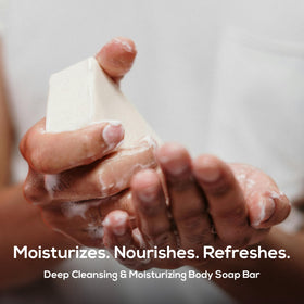 MARLOWE. close-up of bar texture highlighting creamy lather benefit