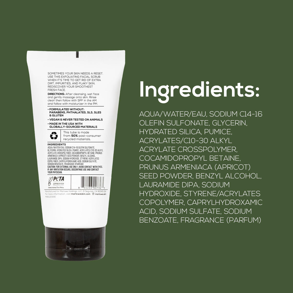 MARLOWE. open tube revealing paste consistency for smooth rinsing and even coverage benefit