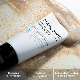 MARLOWE. close-up of scrub texture with visible exfoliant particles for effective buffing benefit