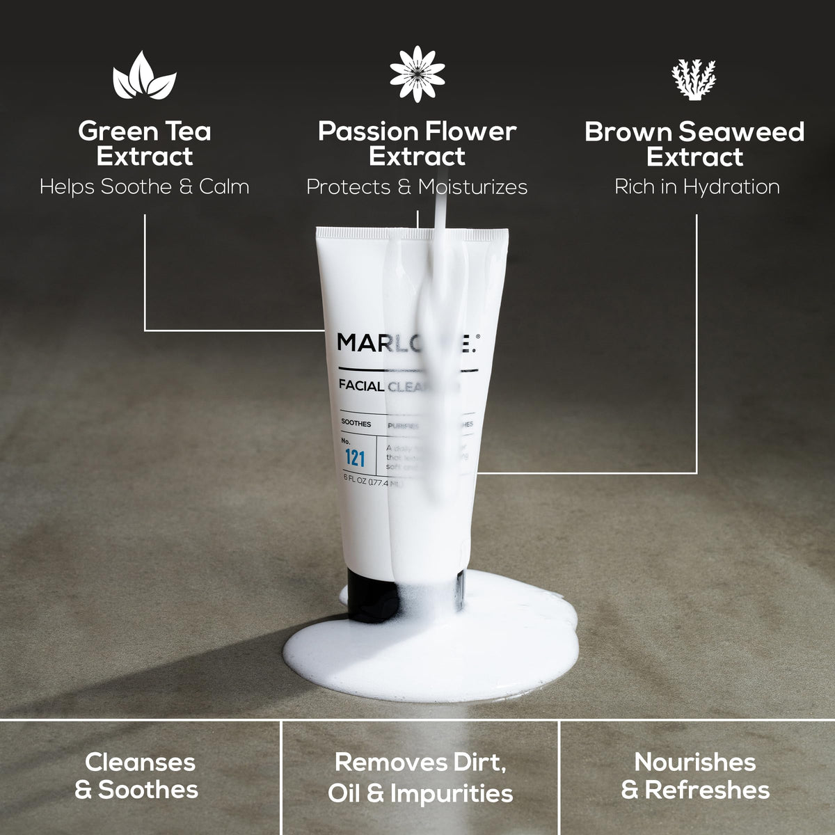 MARLOWE. 6 oz tube in hand showing travel-friendly size