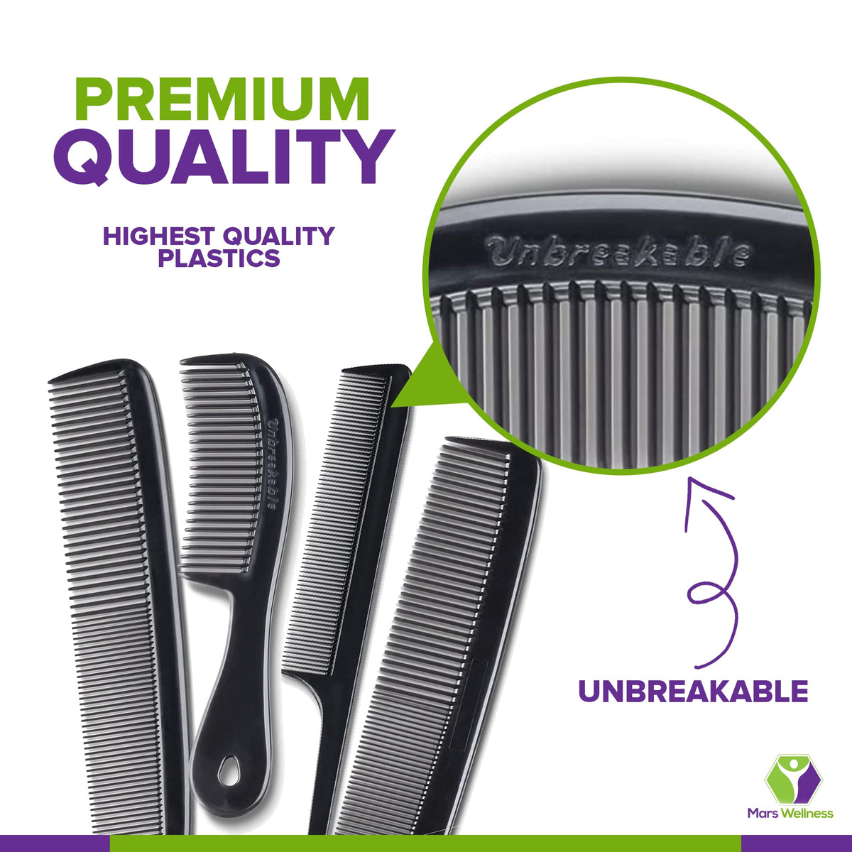 Mars Wellness close-up of comb teeth polished finish — smooth glide benefit