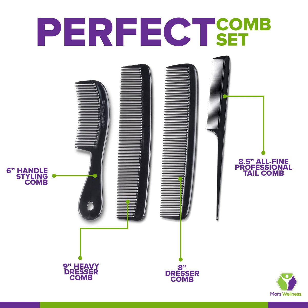 Mars Wellness 8.5-inch tail comb used to section hair — accurate sectioning benefit
