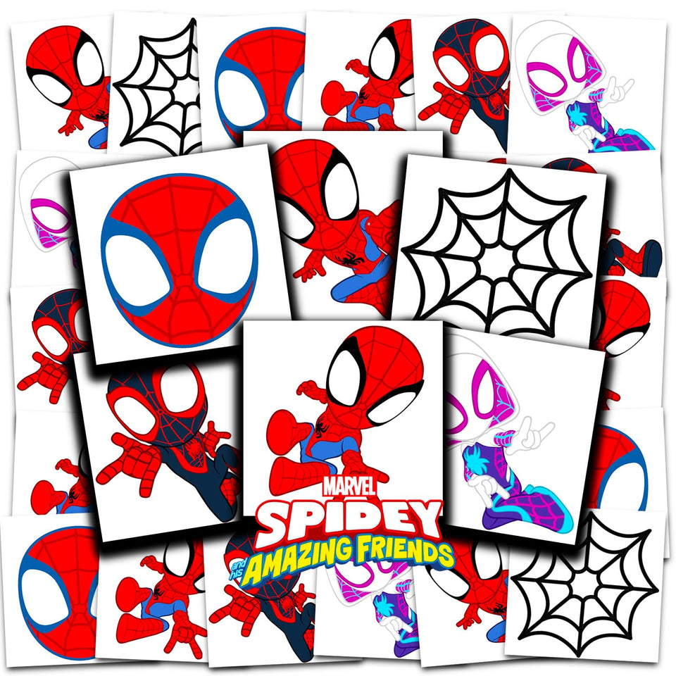 Marvel front packaging showing Spidey and Friends, easy party-favor identification