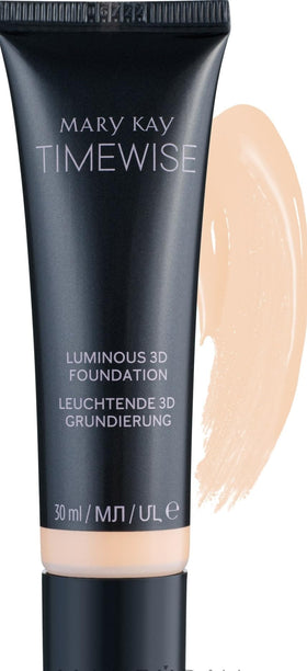 Mary Kay front bottle showing label and luminous finish benefit