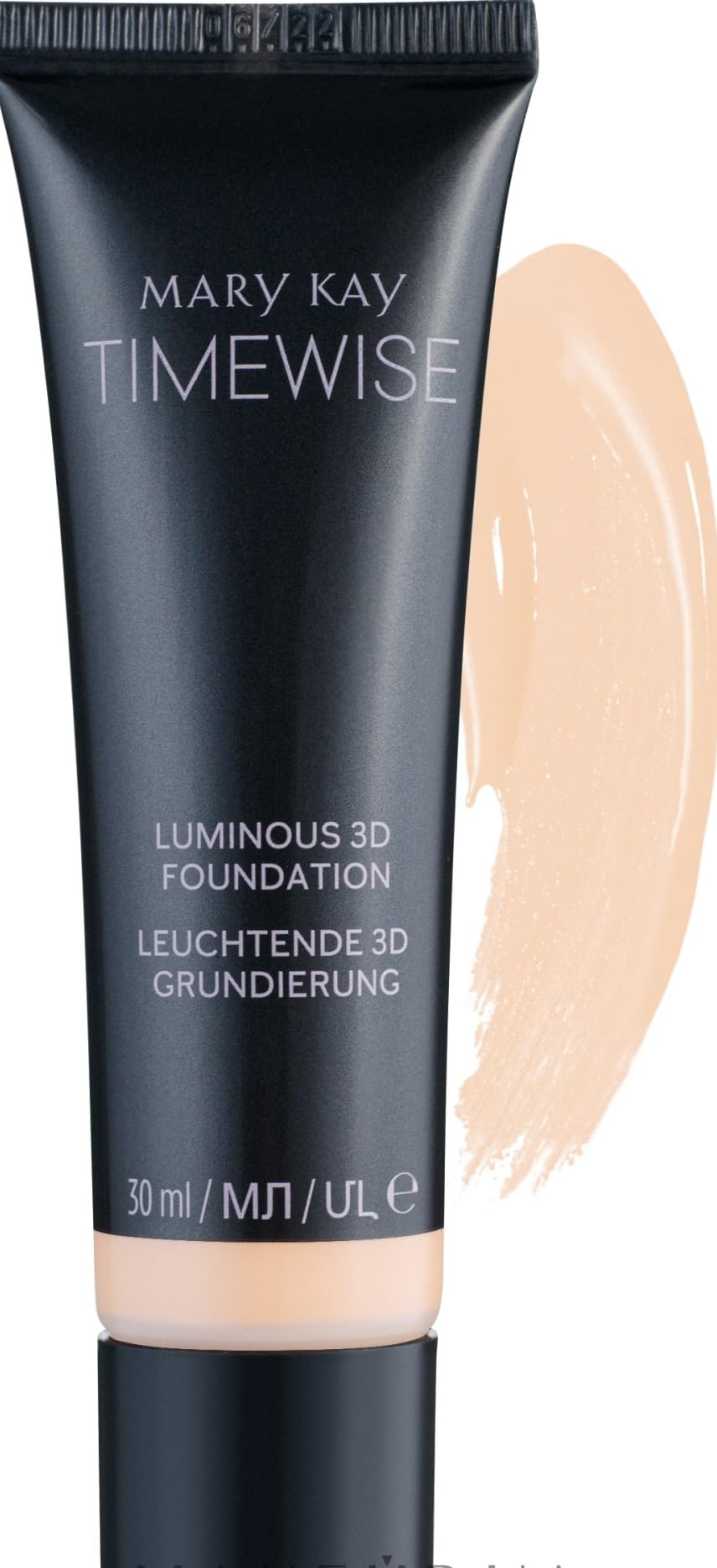Mary Kay front bottle showing label and luminous finish benefit
