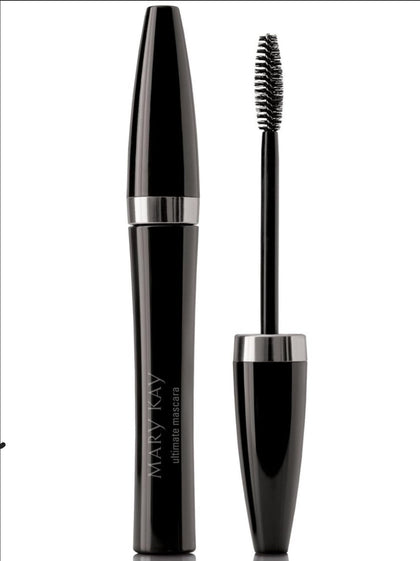 Mary Kay ultimate mascara front view showing sleek tube and strong black color benefit