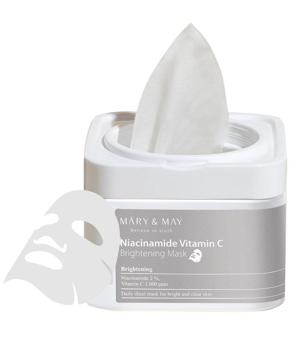 Mary&May front packaging showing 30-sheet pack and hygienic case for convenience