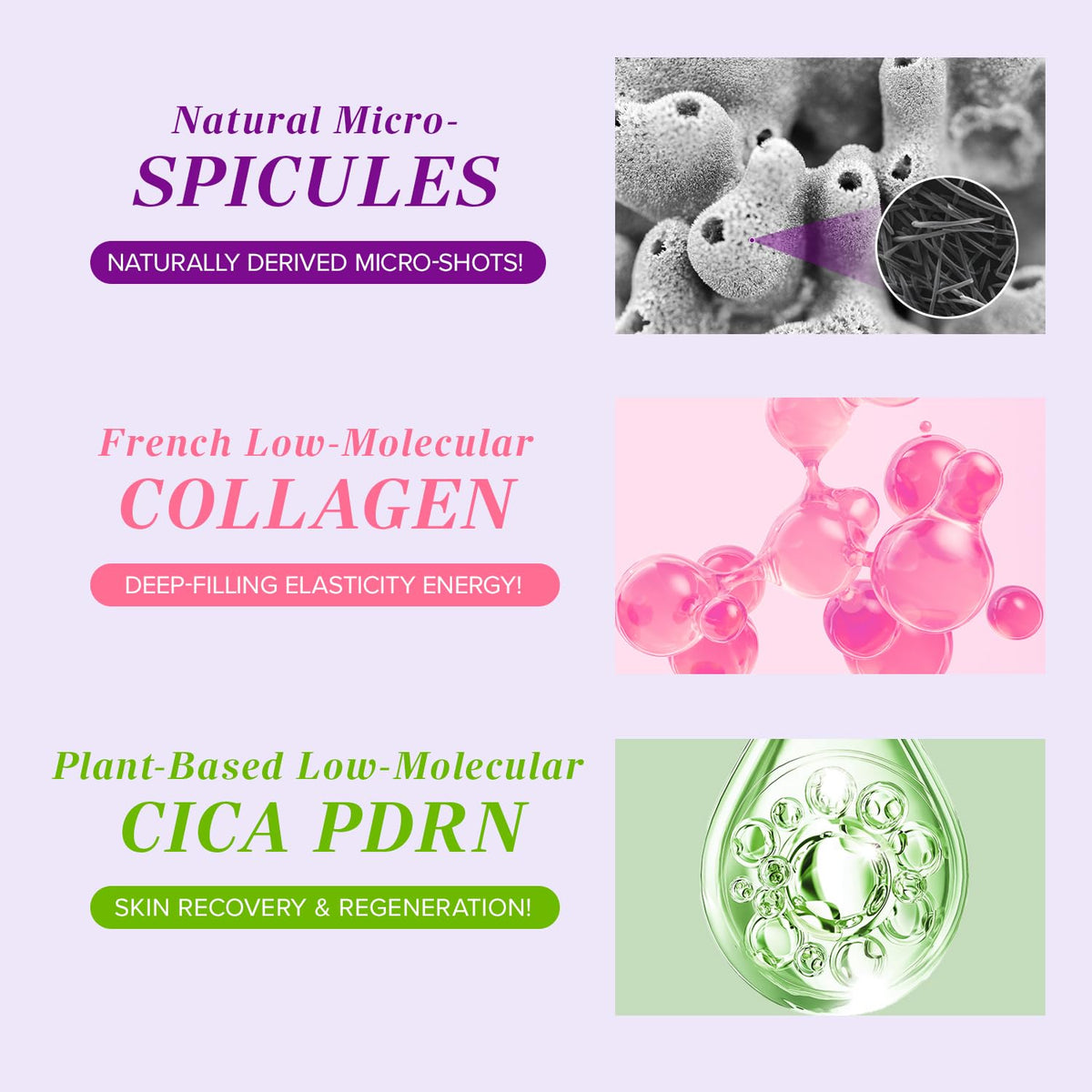 Mary&May micro-spicules macro shot showing delivery particles for absorption