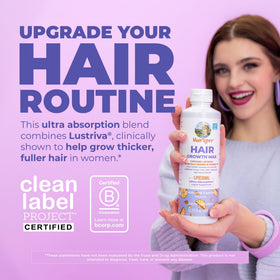 MARYRUTH'S close-up label of Lustriva® and biotin highlighting potency