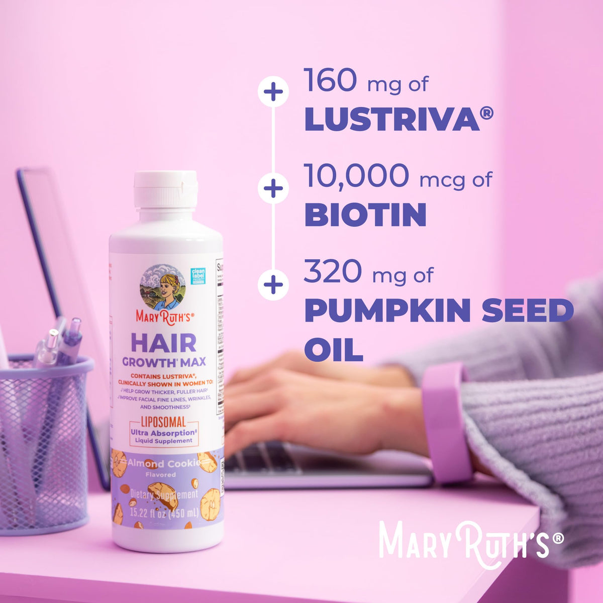 MARYRUTH'S product staged on bathroom counter to show routine fit