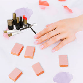 MARYTON buffers beside manicure tools in salon setting for professional use