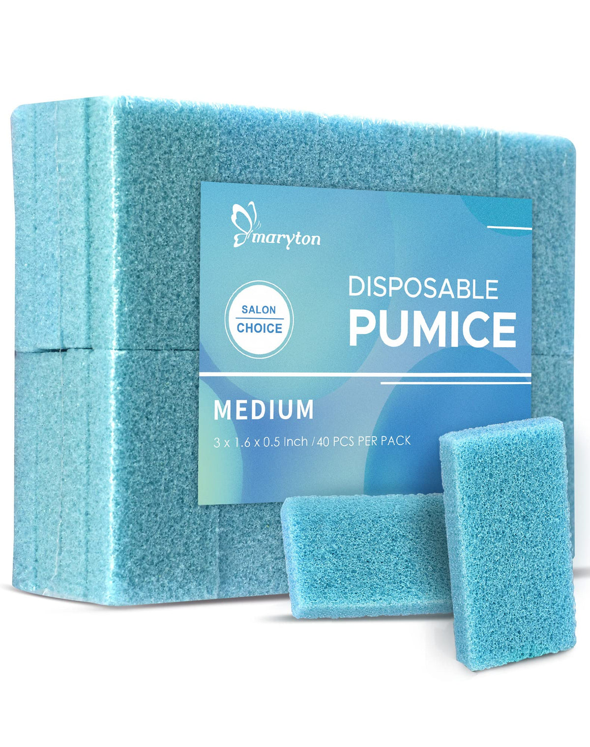 MARYTON front packaging showing 40 disposable pumice pads, convenient supply