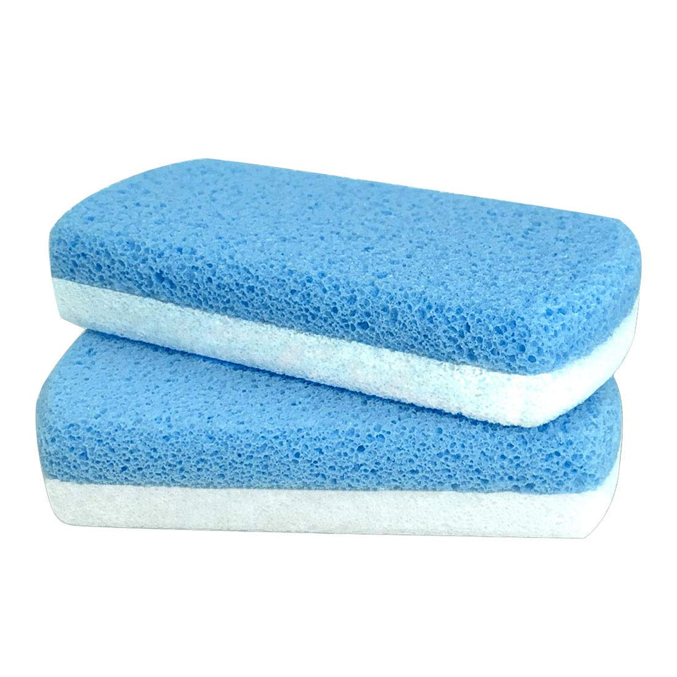 MARYTON front view of two pumice stones showing packaging and size benefit